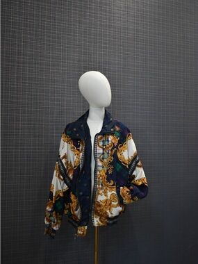 Esprit Navy, White, Green & Gold Baroque Bomber Jacket